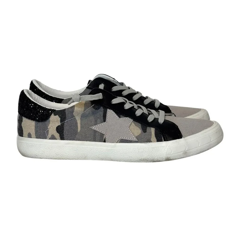 Vintage‎ Havana Women's Size 8.5 Kate Glitter Camo Sneakers Low Top Shoes